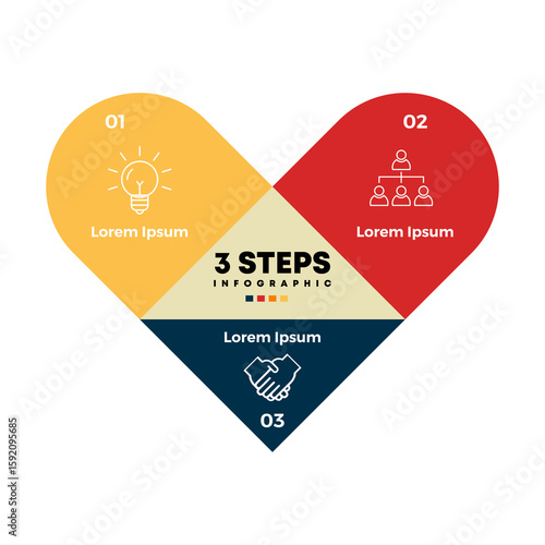 Vector circle arrows triangle heart love infographic, cycle diagram, graph, presentation chart. Business concept with 3 options, parts, steps, processes.	
