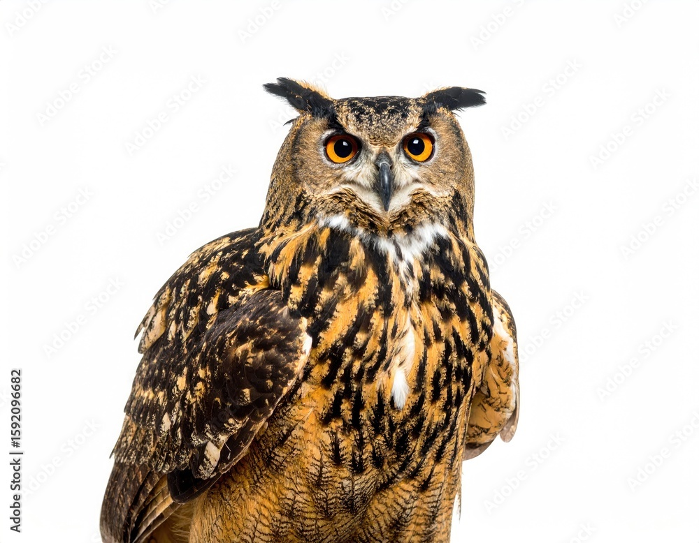 Fototapeta premium Close-up of an owl against white background