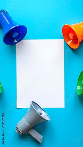 Megaphone marketing announcement blank paper promotion communication advertisement space