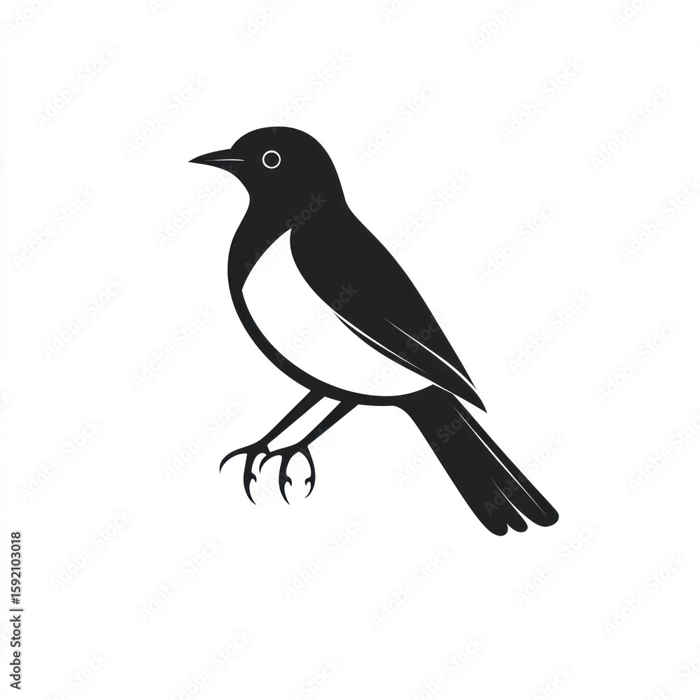 Obraz premium Simple black and white silhouette of a bird