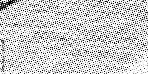 Grunge halftone gradient background. Retro pixelated bitmap backdrop. Faded dotted gritty noise texture. Black and white rasterized sand grain wallpaper. Vector aged anime or manga comic overlay