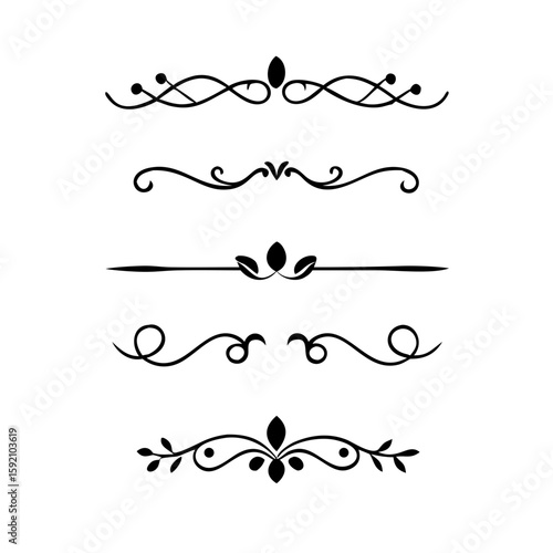 Decorative simple divider. Text dividers retro minimal line separators,  Vector isolated geometric wedding card heart separator elements set. Text dividers. . Hand drawn vector illustration. 
