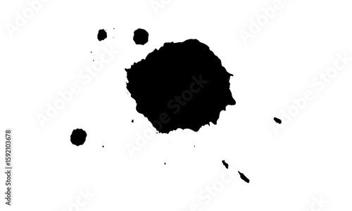 Принти на полотні Black ink blot isolated on transparent background creates a splatter effect