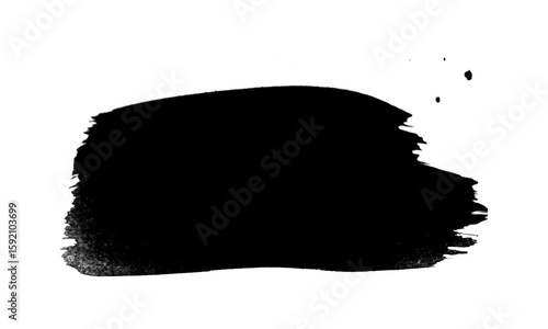 Black brushstroke isolated on transparent background with a rough texture