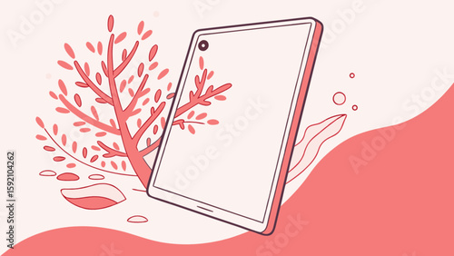 Modern tablet device mockup with nature background for digital display and creative presentation use case