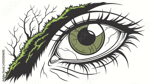 Eye with nature brow vector illustration for eye health and vision concept art and design element
