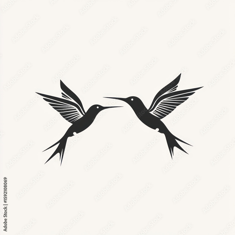 Fototapeta premium Two hummingbirds in flight, facing each other (6)