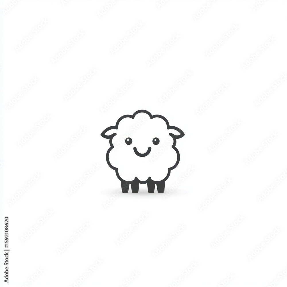 Fototapeta premium Simple sheep graphic, outlined in dark gray