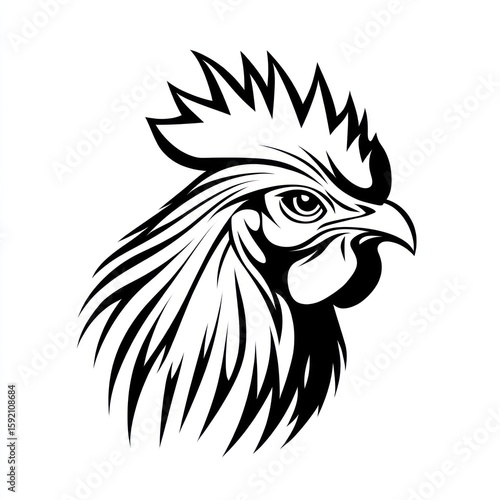 Wallpaper Mural Black and white rooster head Torontodigital.ca