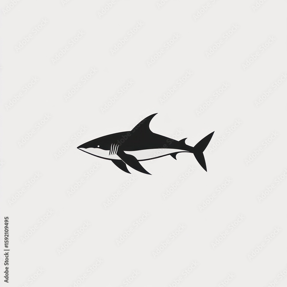 Fototapeta premium Simple black and white shark graphic