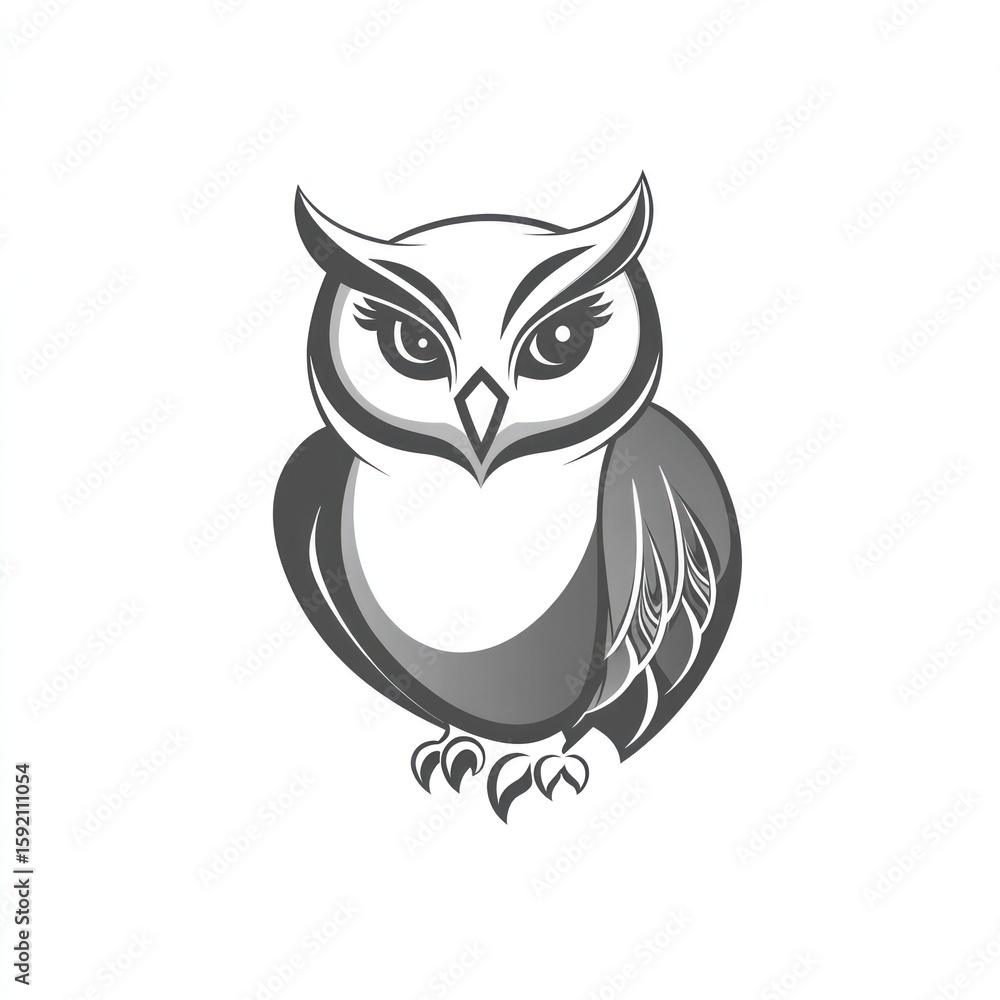 Fototapeta premium Simple grayscale illustration of an owl