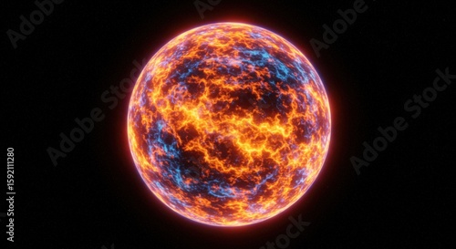Fiery planet graphic design