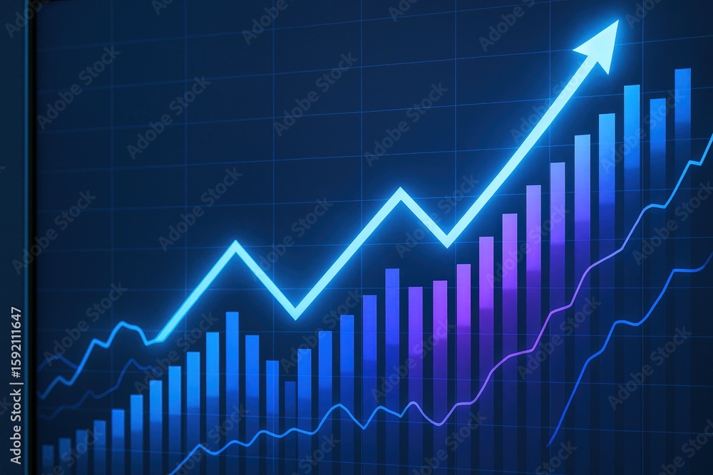 Fototapeta premium Dynamic Business Growth Data Chart with Increasing Trends and Financial Indicators.