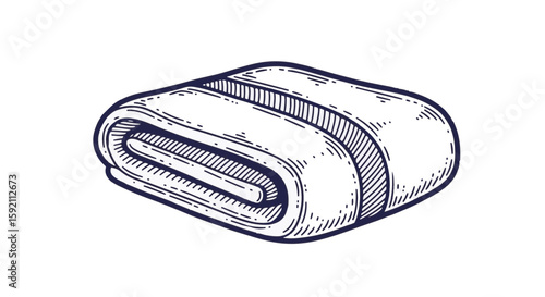 Freshly laundered bath towel in clean sketch, soft and neatly folded. Bath towel is ideal for bathroom or spa advertising with simplicity, while bath towel gives feeling of cleanliness and freshness.