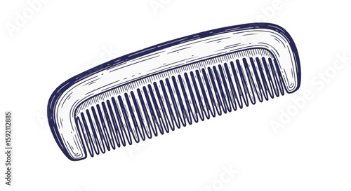 Beard comb sketch with detailed lines on transparent background. Beard comb image features meticulous linework, conveying craftsmanship.