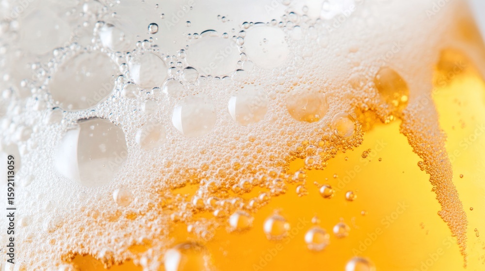 Obraz premium Refreshing Beer: A close-up shot of a cold, frothy mug of beer, capturing the refreshing texture and inviting golden hue. 