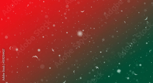 Christmas Red Green Feather Snowfall Background.
Christmas background with red and green gradient, soft snowfall and floating feathers for festive mood.
