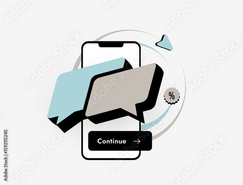 Conversational commerce uses messaging and social commerce to connect sales. Conversational commerce improves engagement through conversational marketing techniques. Modern flat vector illustration