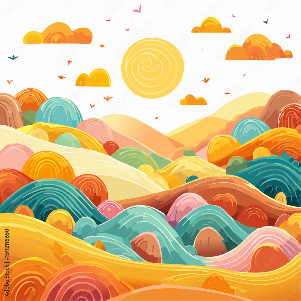 Fototapeta premium crunchy abstract landscape background, psychedelic illustration