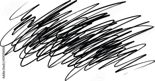 Abstract scribble design with bold black lines creates a chaotic yet artistic doodle, perfect for creative projects.