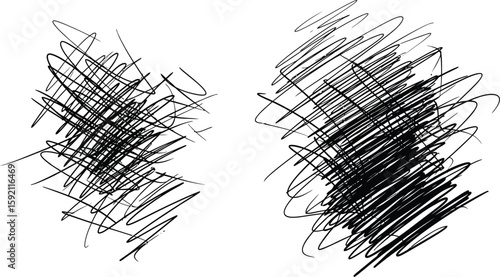 Abstract scribbles showcase chaotic lines and artistic expression, perfect for creative projects and design elements in black.