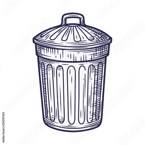 Compost bin outline in monochrome, featuring waste container in vector illustration. Compost bin for organic recycling, reducing waste.