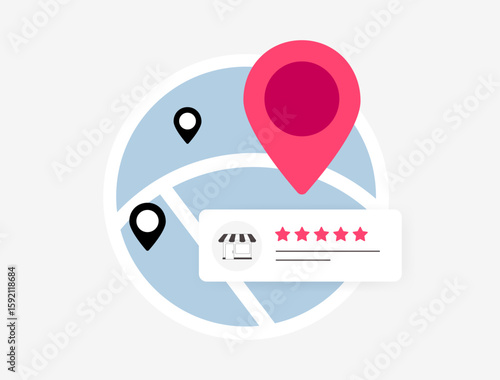 Local SEO for small business marketing. Local SEO growth strategy. Search optimization, map pack ranking, local business visibility digital marketing strategy. Modern isolated vector illustration