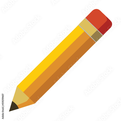 Realistic wooden pencil with textured graphite and pink eraser detail perfect for creative projects and stationery design elements