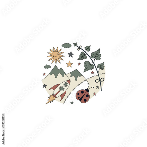 Vector illustration of mountain submerin ace of spades