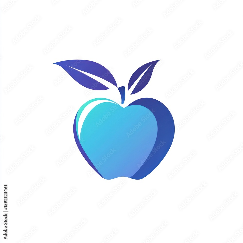 Fototapeta premium Stylized blue apple graphic (2)