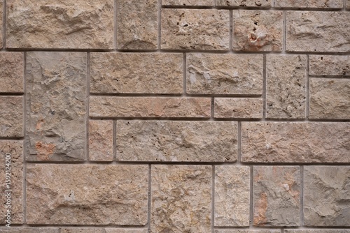 Wallpaper Mural Close-up View of Beige Natural Stone Wall Texture Torontodigital.ca