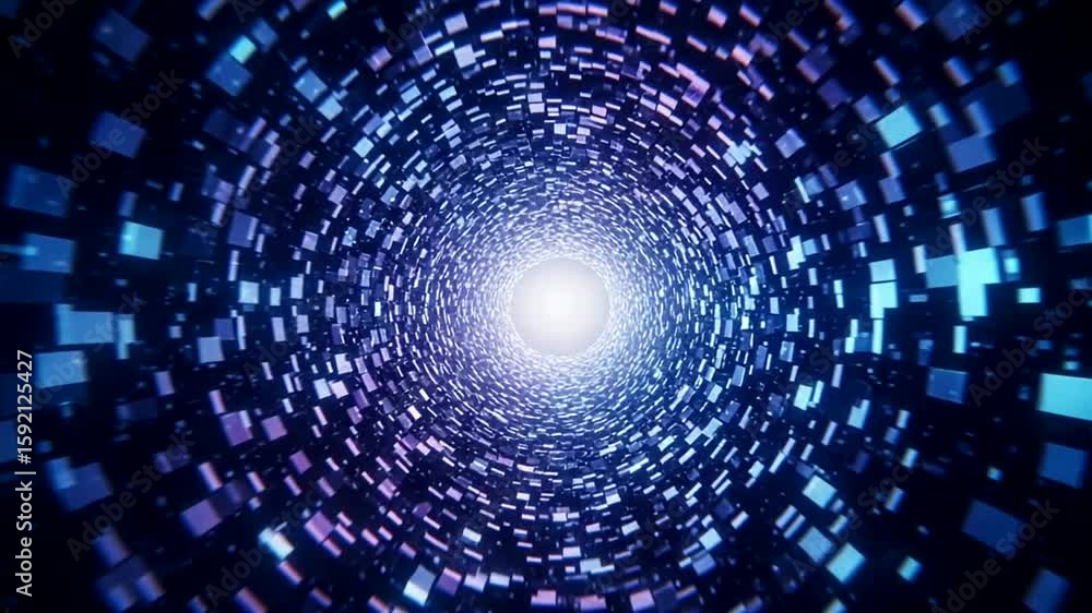 Abstract futuristic wormhole, data tunnel, blue purple neon light, digital background Abstract futuristic wormhole, data tunnel, blue purple neon light, digital background