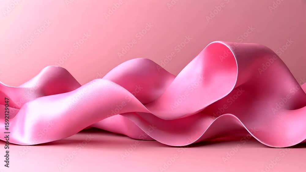 Elegant Pink Ribbon Waves on Pastel Background for Festive and Fashionable Projects Elegant Pink Ribbon Waves on Pastel Background for Festive and Fashionable Projects