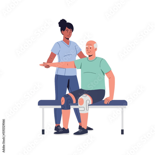 A healthcare professional assisting an elderly patient with arm rehabilitation exercises.