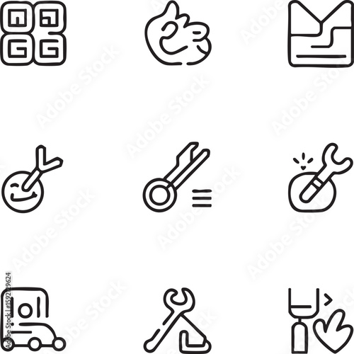 Funny hand drawn vector icon set editable stroke random icons,sushi icons,therapy,wrench,lol truck,gift icon set,outline icons,doodle icon set