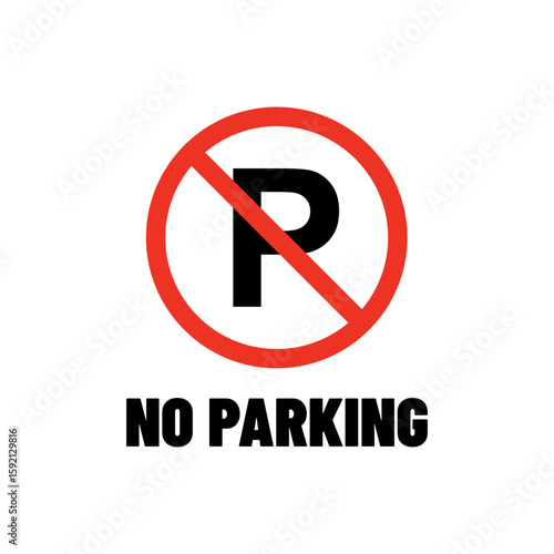 Red and black no parking logo icon for restricted area