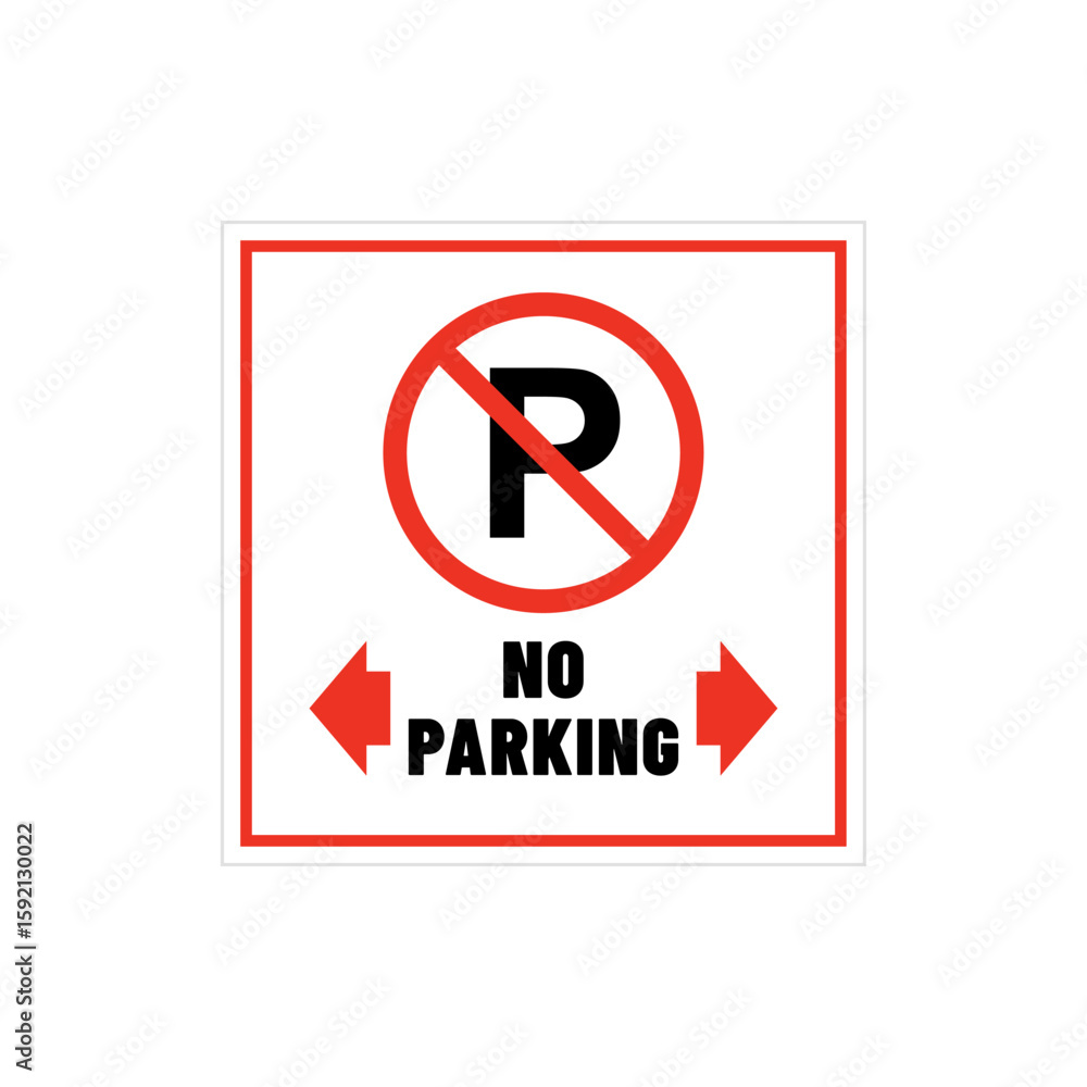 Red and black no parking logo icon for restricted area Red and black no parking logo icon for restricted area