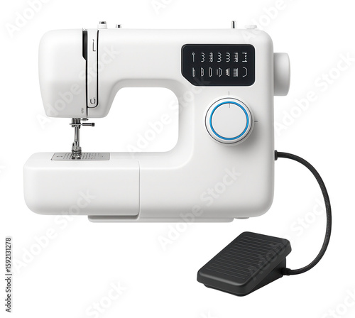 Compact sewing machine with built-in stitch patterns and foot pedal control for home crafts