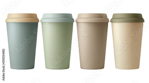 Wallpaper Mural Colorful reusable cups with lids, perfect for hot beverages onthego . Torontodigital.ca