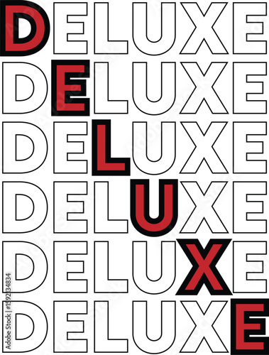 The word deluxe is repeated in a bold, modern design, isolated on white background