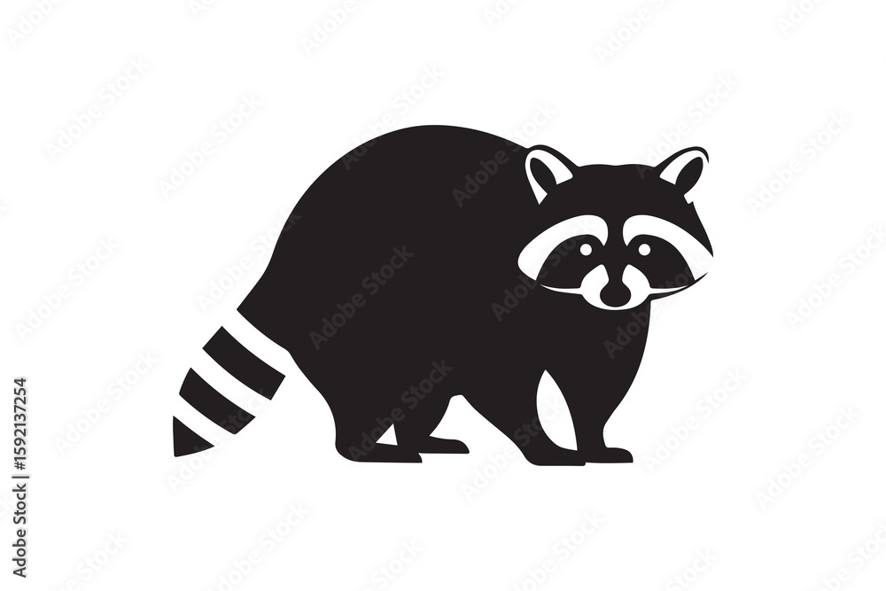 Obraz premium Simple Raccoon Silhouette Graphic Minimalist Raccoon Icon Vector