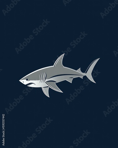 Wallpaper Mural Silver shark silhouette against dark background Torontodigital.ca