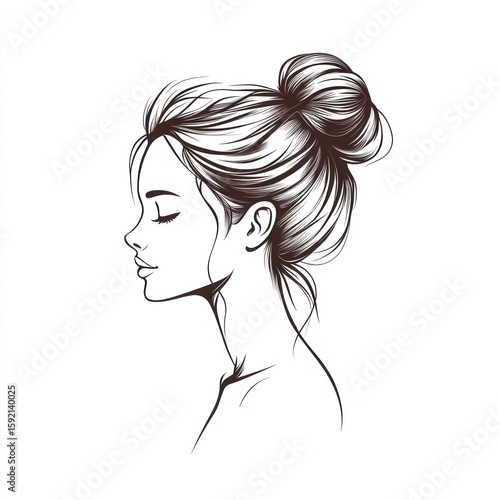 Side profile of a woman with a high bun (1)