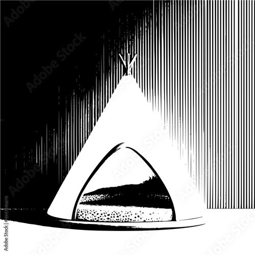 Stylish pet teepee bed with chevron pattern and tropical palm tree for indoor cat and dog comfort design vector