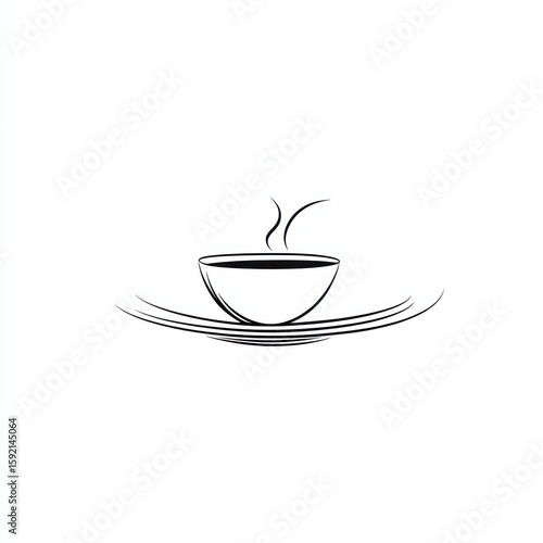 Simple black and white graphic of a bowl of steaming hot liquid