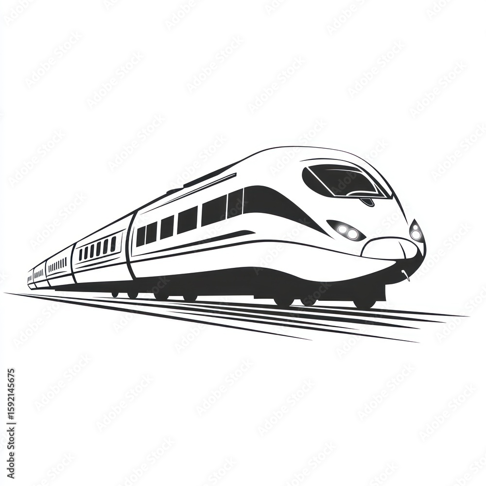 Fototapeta premium Fast train on white background