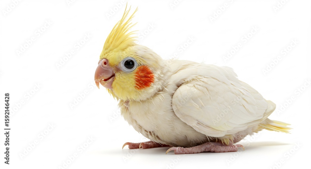 Obraz premium 愛らしい白いコザクラインコ 柔らかな光で輝く羽根 可愛い姿. AI Generated