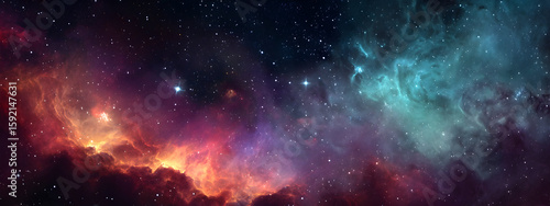 Colorful nebula and starry galaxy in deep space   -