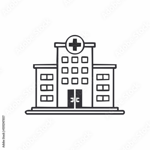 Simple looking hospital building vector illustration