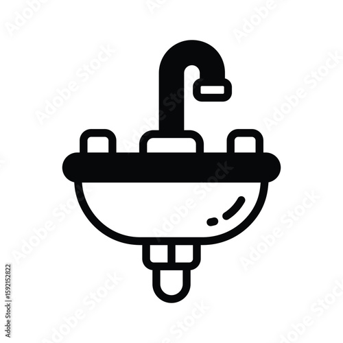 A ready to use glyph icon of kitchen sink
